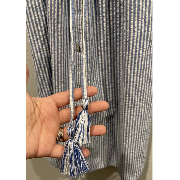 ZARA Blue White Striped Midi Summer Dress - Picture 3 of 5